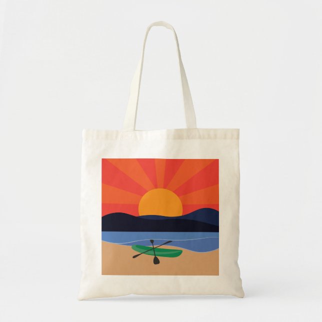 Bolsa Tote Caiaque no Lago ao Pôr do Sol (Frente)