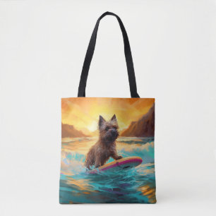 Bolsa Tote Cairn Terrier Beach Surfing Painting