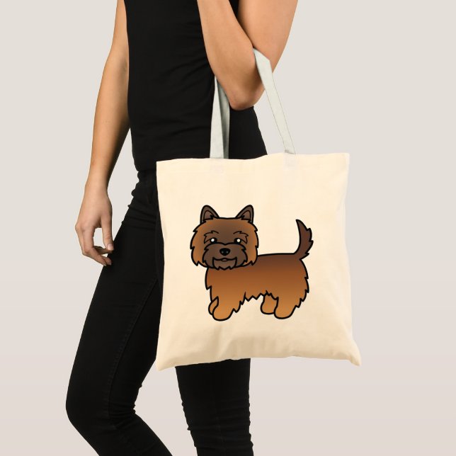 Bolsa Tote Cairn Terrier Cartoon de Tigrado Vermelho (Frente (produto))