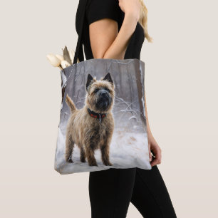 Bolsa Tote Cairn Terrier Deixe-o nevar no Natal