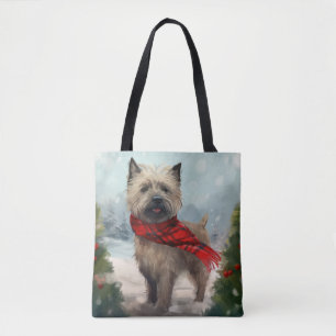 Bolsa Tote Cairn Terrier Dog no Natal da Neve