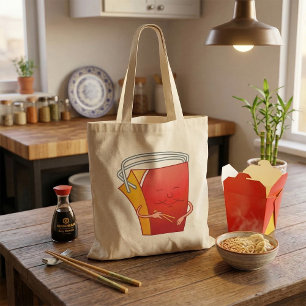 Bolsa Tote Caixa de Comida para Levar com Hashis Comida Asiát