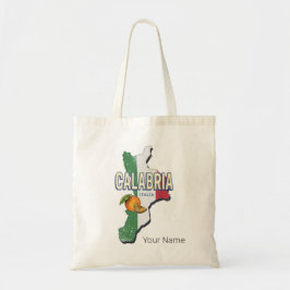 Bolsa Tote Calábria Itália - Região Retro Mapa Vintage Souven