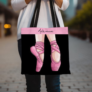 Bolsa Tote Calçados de Balé rosa desenhados à mão