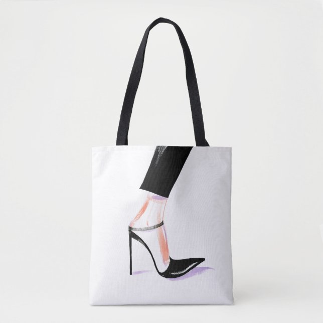 Bolsa Tote Calçados de salto alto femininos, ilustração da mo (Frente)