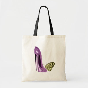 Bolsa Tote Calçados do estilete do Lilac e borboleta amarela