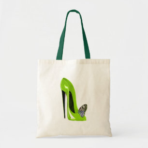 Bolsa Tote Calçados e borboleta do estilete do verde limão