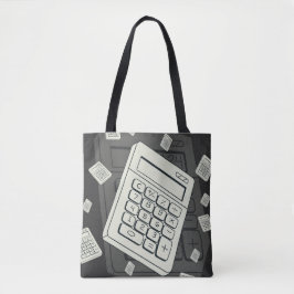 Bolsa Tote Calculadora Minimalista e Ilustração de Padrão Mat