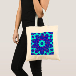 Bolsa Tote Caleidoscópio Azul Mágico floresceu