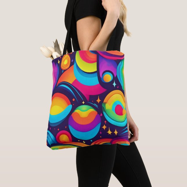 Bolsa Tote Caleidoscópio Cósmico Vibrante (Close Up)