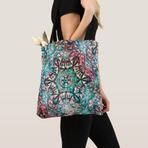 Bolsa Tote Caleidoscópio grosso em ciano queimado por derrame