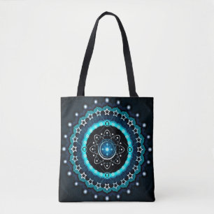 Bolsa Tote Caleidoscópio Mandala com fundo preto