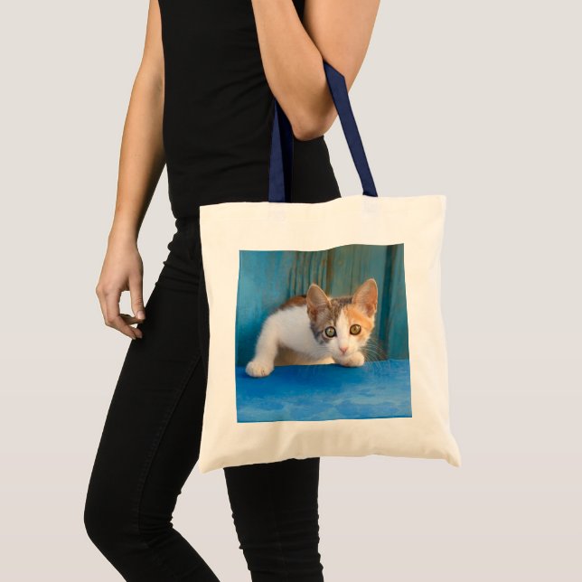 Bolsa Tote Calico Gato Bonito Gatinho Engraçado Foto Curiosa  (Frente (produto))