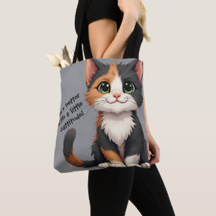 Bolsa Tote Calico Kitten Whimsical com Cattitude