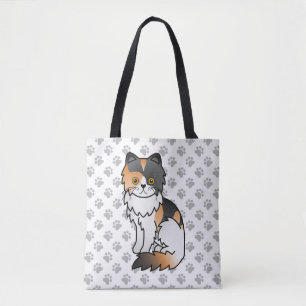 Bolsa Tote Calico Persa - Cartoon Cat & Paws