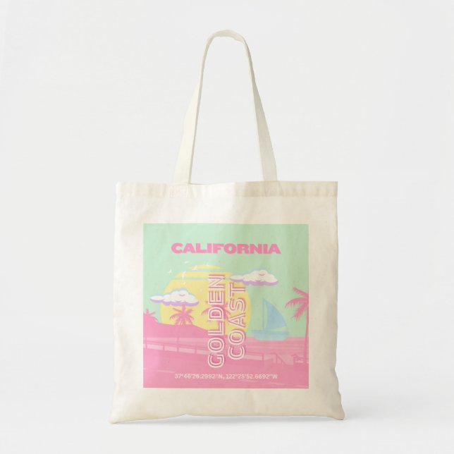 Bolsa Tote Califórnia, Praia, Arte de Viagem, Preppy (Frente)