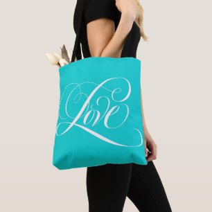 Bolsa Tote Caligrafia de amor sujo Aqua