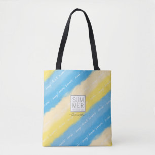 Bolsa Tote Caligrafia de Verão em faixas de água