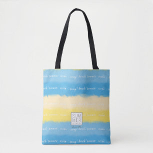 Bolsa Tote Caligrafia de Verão em faixas de água