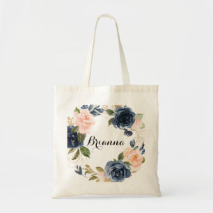Bolsa Tote Caligrafia Floral Elegante de inverno