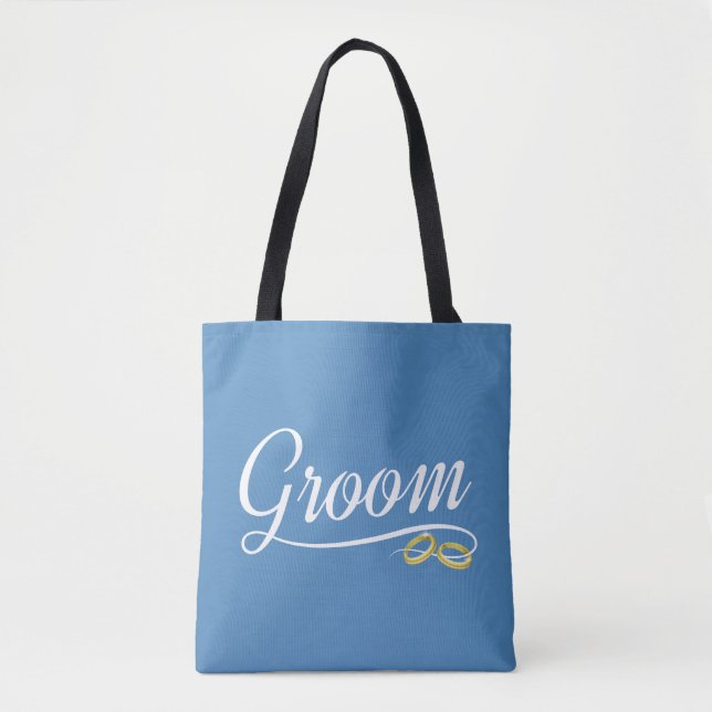Bolsa Tote Caligrafia Floral Simples de Casamento de Groom |  (Frente)