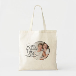 Bolsa Tote Caligrafia Mínima Foto Aniversário Nora