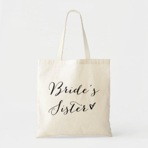 Bolsa Tote Caligrafia moderna preta da irmã   da noiva
