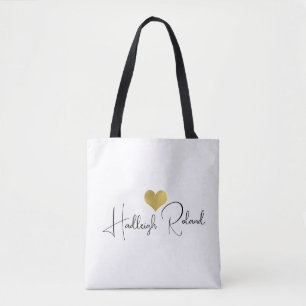 Bolsa Tote Caligrafia Monograma Coração Nome