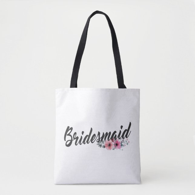 Bolsa Tote Caligrafia Simples de Casamento de Bridesmaid | To (Frente)