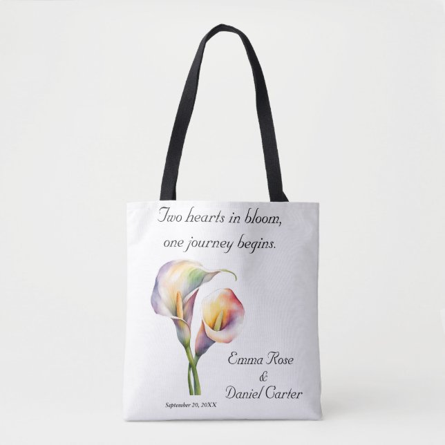Bolsa Tote Calla Aquarela Elegante Lírios Românticos (Frente)
