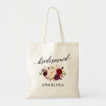 Bolsa Tote Calliografia Burgundy Floral Bridesmaid<br><div class="desc">Caligrafia Elegante Moderna,  Watercolor Burgundy Marsala Floral Bridesmaid Tote Bag</div>