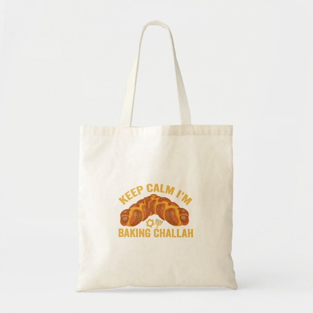 Bolsa Tote Calma, estou cozinhando Challah Engraçado Hanukkah (Frente)