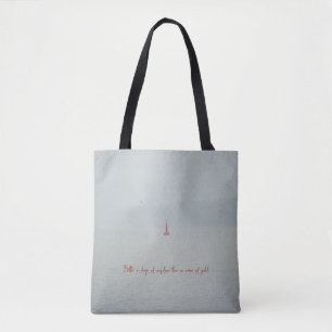 Bolsa Tote Calma mar de inverno e farol vermelho
