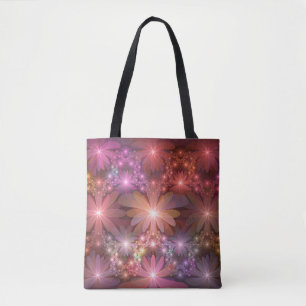 Bolsa Tote Cama De Flores Arte Fractal Abstrato brilhante Col