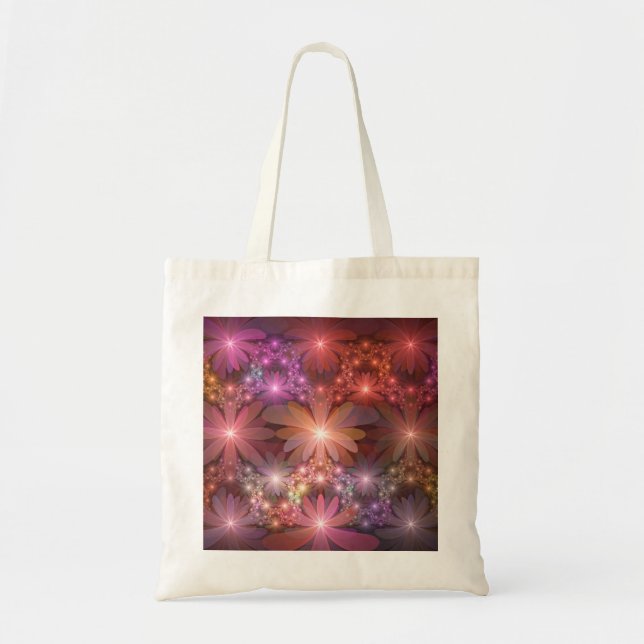 Bolsa Tote Cama De Flores Arte Fractal Abstrato brilhante Col (Frente)