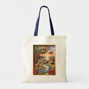 Bolsa Tote Camada 3D de Paisagem de Ohio com Vida Selvagem e 