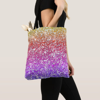 Bolsa Tote Camadas de mosaico em laranja bruto até lilás e fa