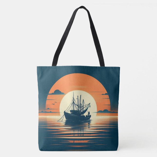 Bolsa Tote Camarão/camarão náutico/pesca (Frente)