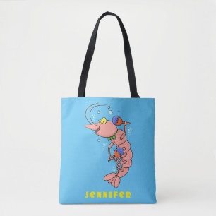 Bolsa Tote Camarão feliz e bonito, desenho animado