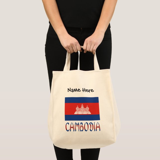 Bolsa Tote Camboja: Bandeira Personalizada no Camboja (Frente (produto))