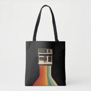 Bolsa Tote Câmera Retro com Impressão de Arco-íris