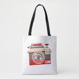 Bolsa Tote Câmera Vermelha Fofa Amor Coração Fotografia Gráfi