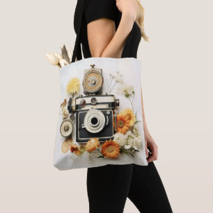 Bolsa Tote Câmera Vintage e Flor
