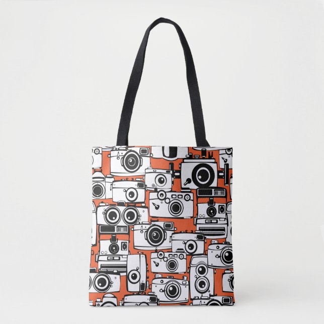 Bolsa Tote Câmeras Vintage, padrão perfeito. (Frente)