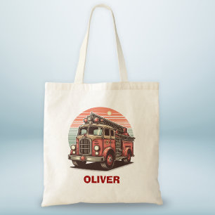Bolsa Tote Camião de Bombeiros Vintage Charmoso ao Pôr do Sol