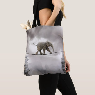 Bolsa Tote Caminhadas do elefante do bebê o Tightrope