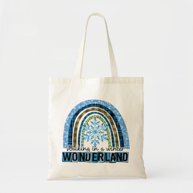 Bolsa Tote Caminhando em uma Wonderland de inverno | Arco-íri (Frente)