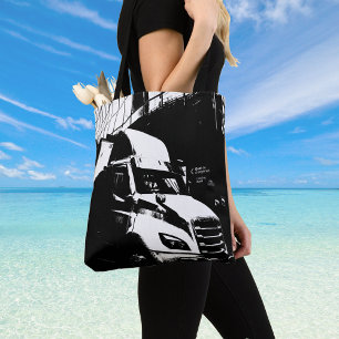 Bolsa Tote Caminhão Canadense em Paisagem Urbana Preto e Bran