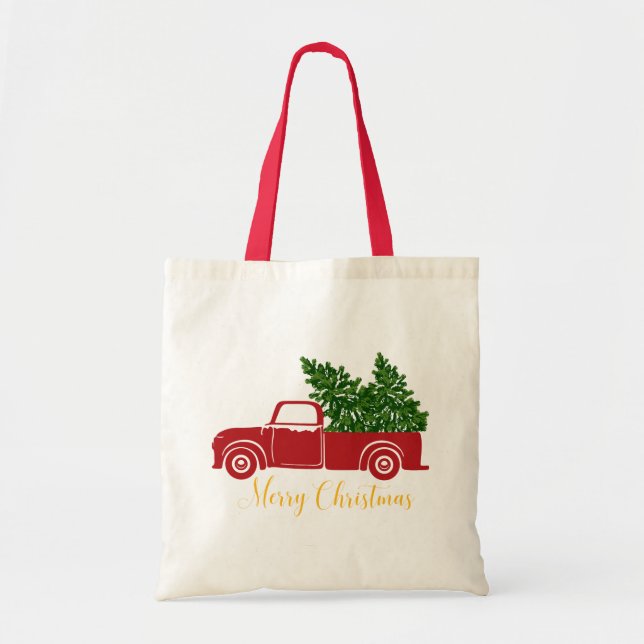 Bolsa Tote Caminhão de árvore de Natal Tote Bag (Frente)
