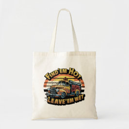 Bolsa Tote Caminhão de Bombeiros Vintage Engraçado ao Pôr do